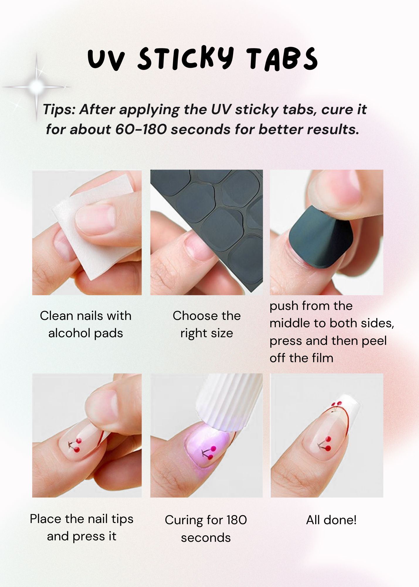 UV Sticky Tabs + Nail Lamp + Free Nail Set