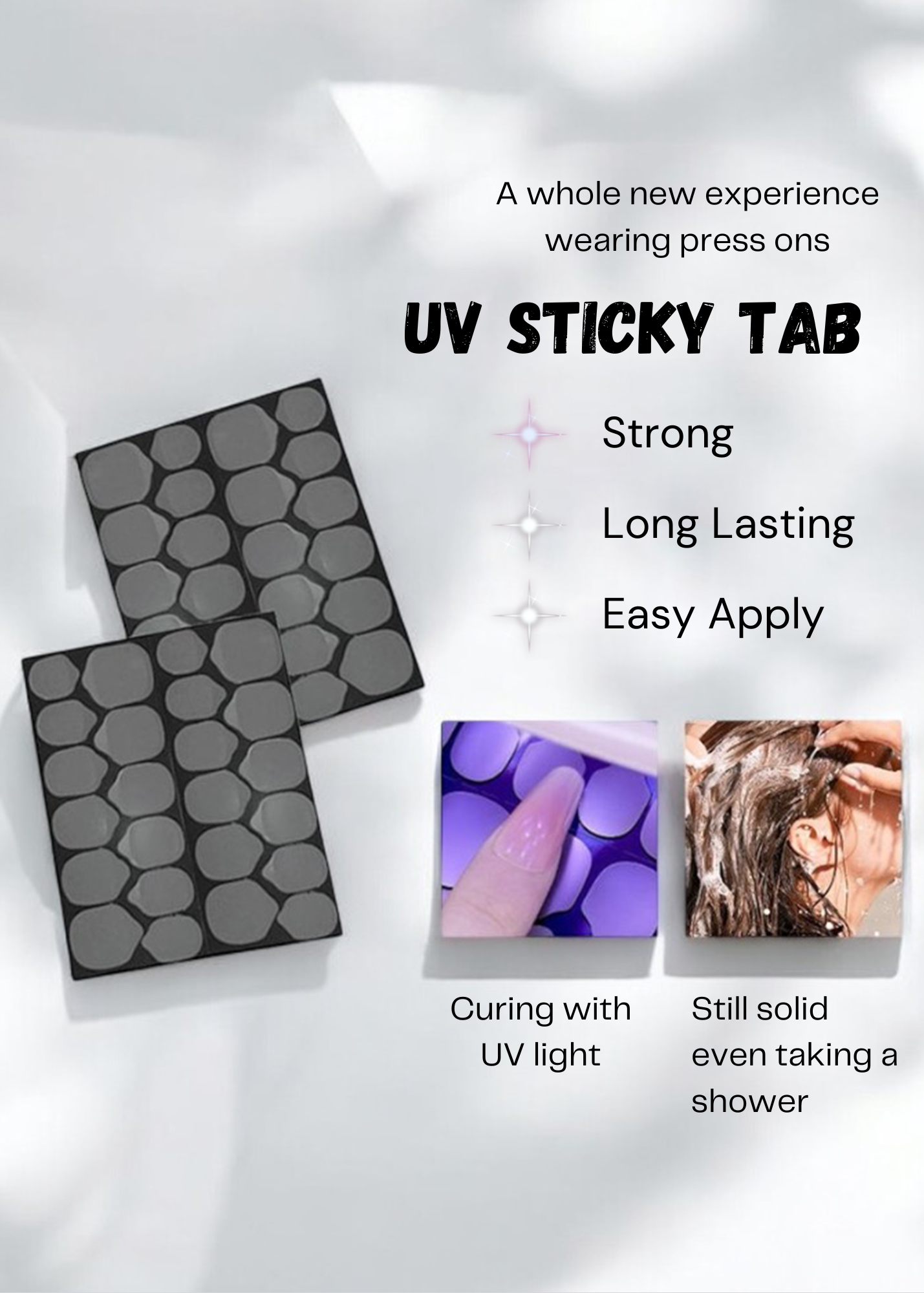UV Press On Nails Sticker - 5 Sheet (120 tabs)